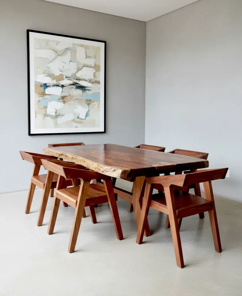 juego comedor rustico madera 01
